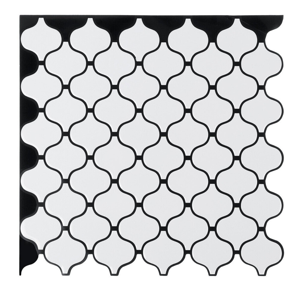 (White) DIY 3D Self Adhesive Wall Tile Sticker Vinyl Home Kitchen Bathroom Decal Decoration