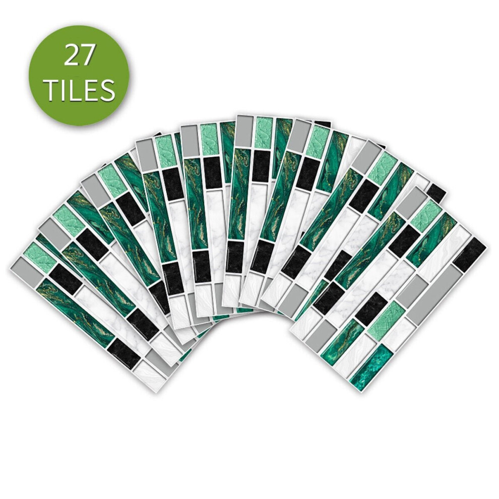 (Green) 9pcs/27pcs/54pcs Wall Sticker Kitchen Tile Stickers Bathroom Self-adhesive Decor Home DIY