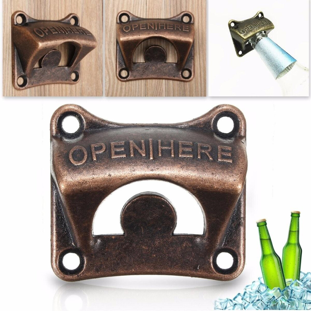 Zinc Alloy Vintage Collectable Wall Mounted Beer Soda Bottle Bar Opener