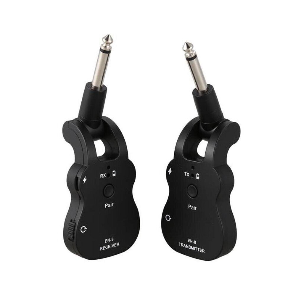 (Black) Wireless Audio Transmitter Receiver System Pick Up for Electric Guitar Bass Violin