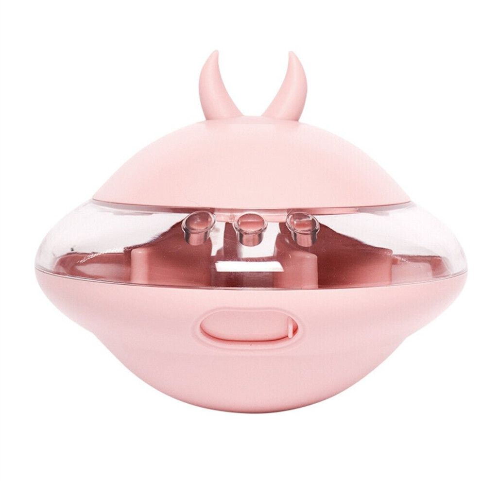 (Pink) Dog Flying Saucer Design Food Leaking Ball Pet Tumbler Feeding Toy Bite Resistance Relieve Boredom Puzzle