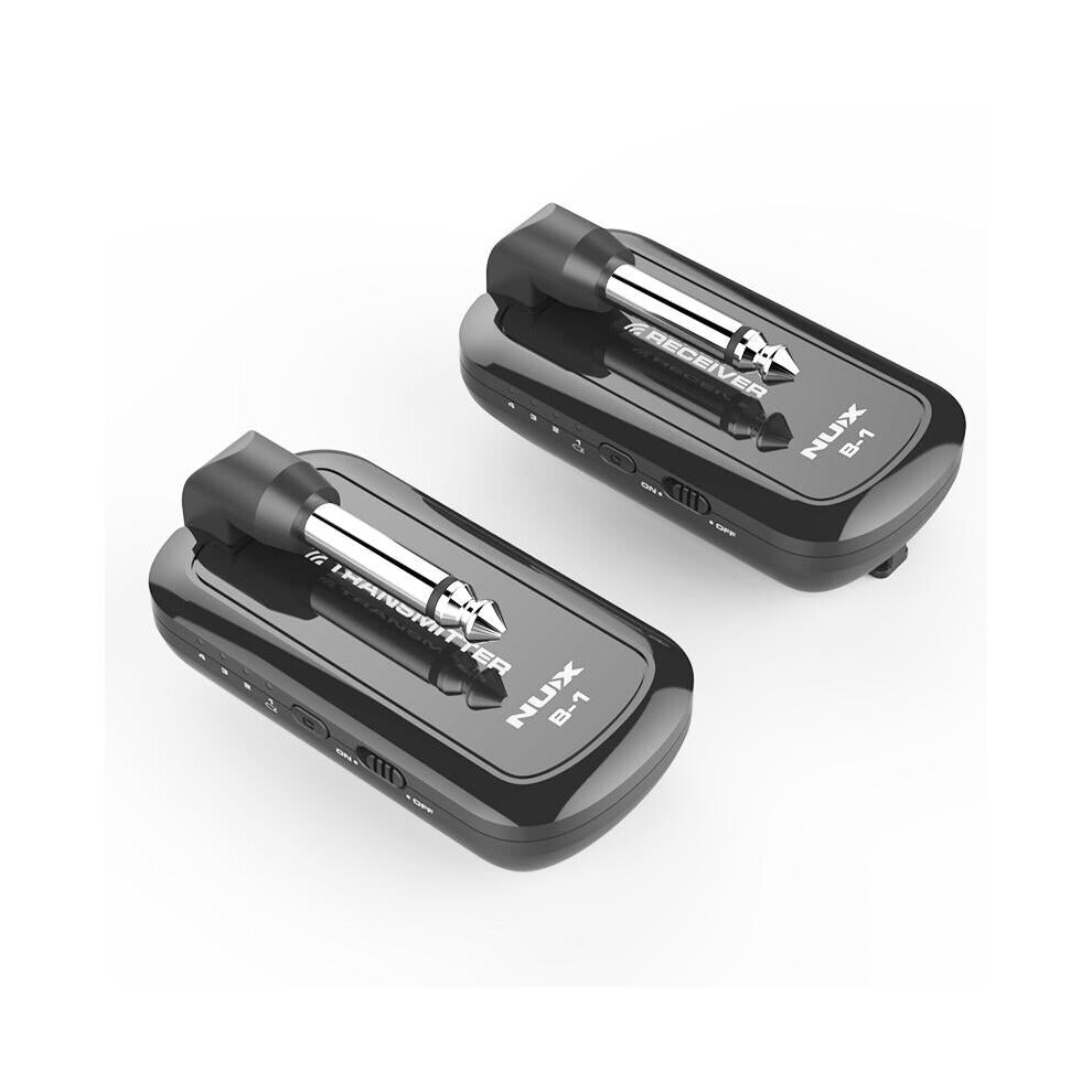 (Black) 2.4G 4 Channels Rechargeable Wireless System Transmitter & Receiver For Guitar Bass Black 3654659112316