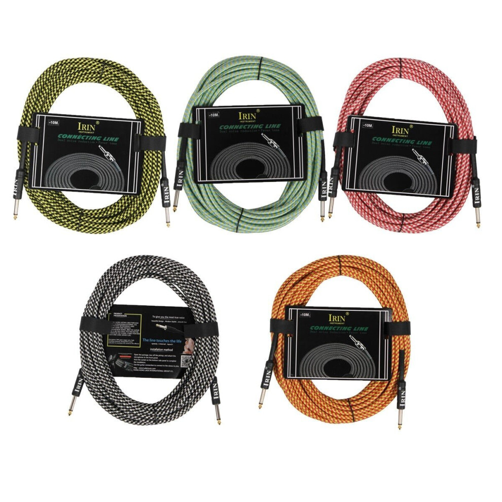 (Green) 10 Meter Durable Guitar Cable for Electric Guitar Amplifier 6.35mm Cable Cord