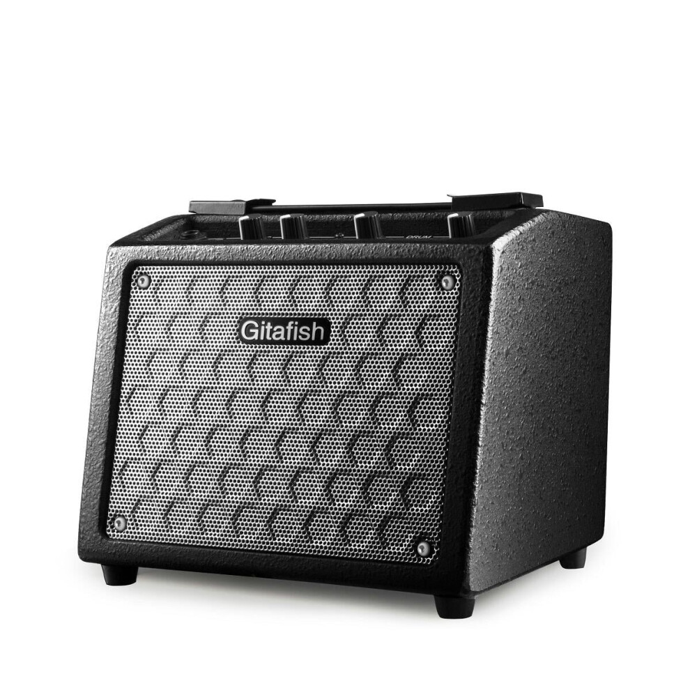 10W Portable Guitar Amplifier Guitar Speaker Built-in Rechargeable Battery with Drum Machine Support Microphone/AUX Input