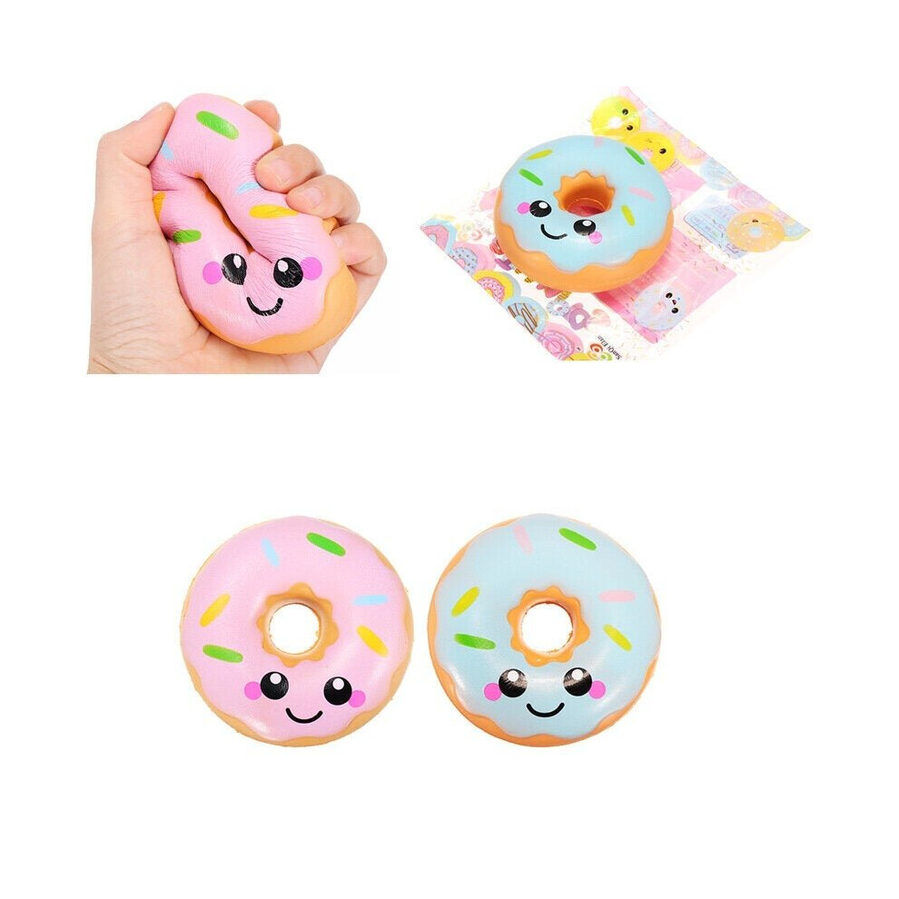 () 10cm Squishy kawaii Smiling Face Donuts Charm Bread Kids Toys With Package