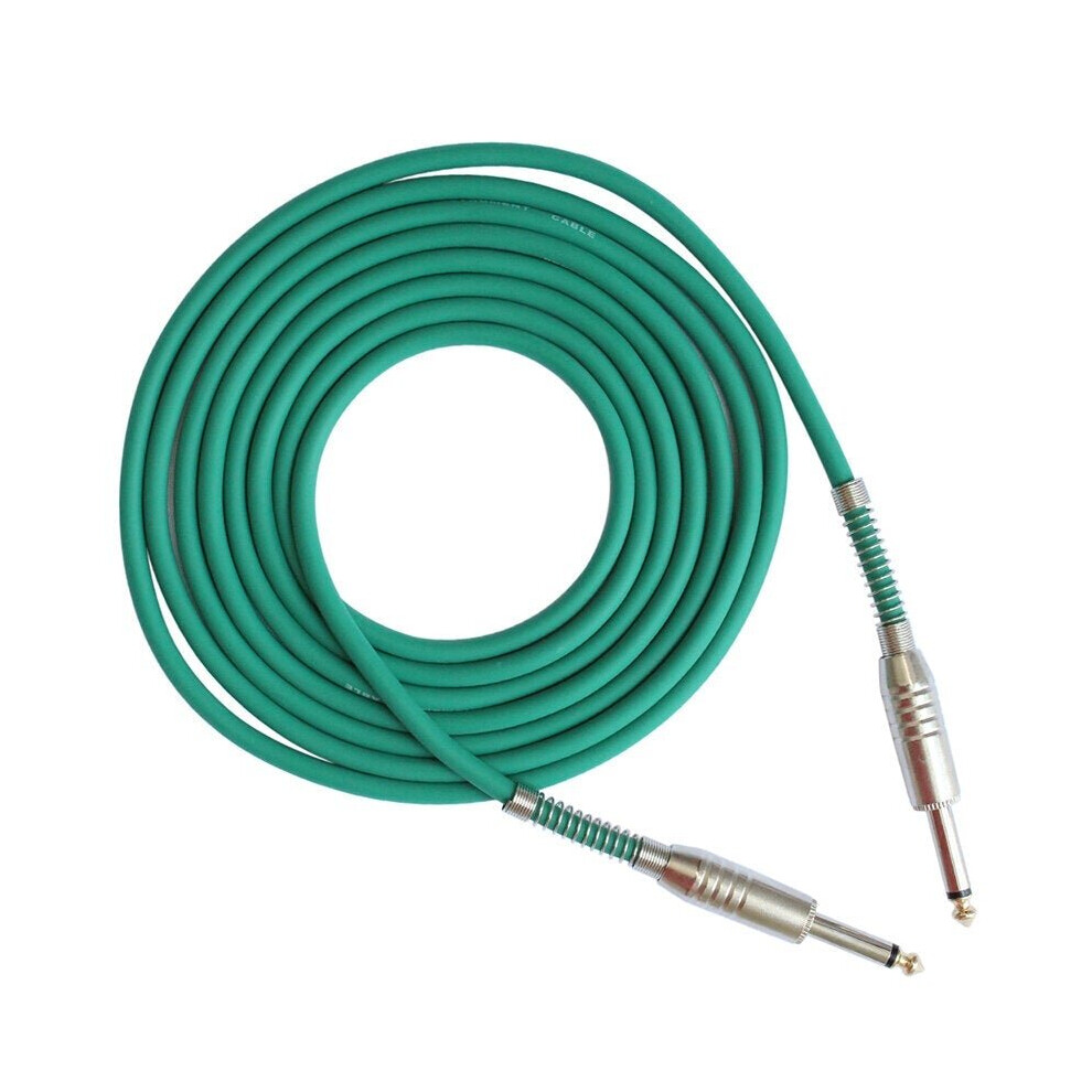 (Green) 3m Guitar Cable 6.5mm Jack Audio Cable for Guitar Mixer Amplifier Bass