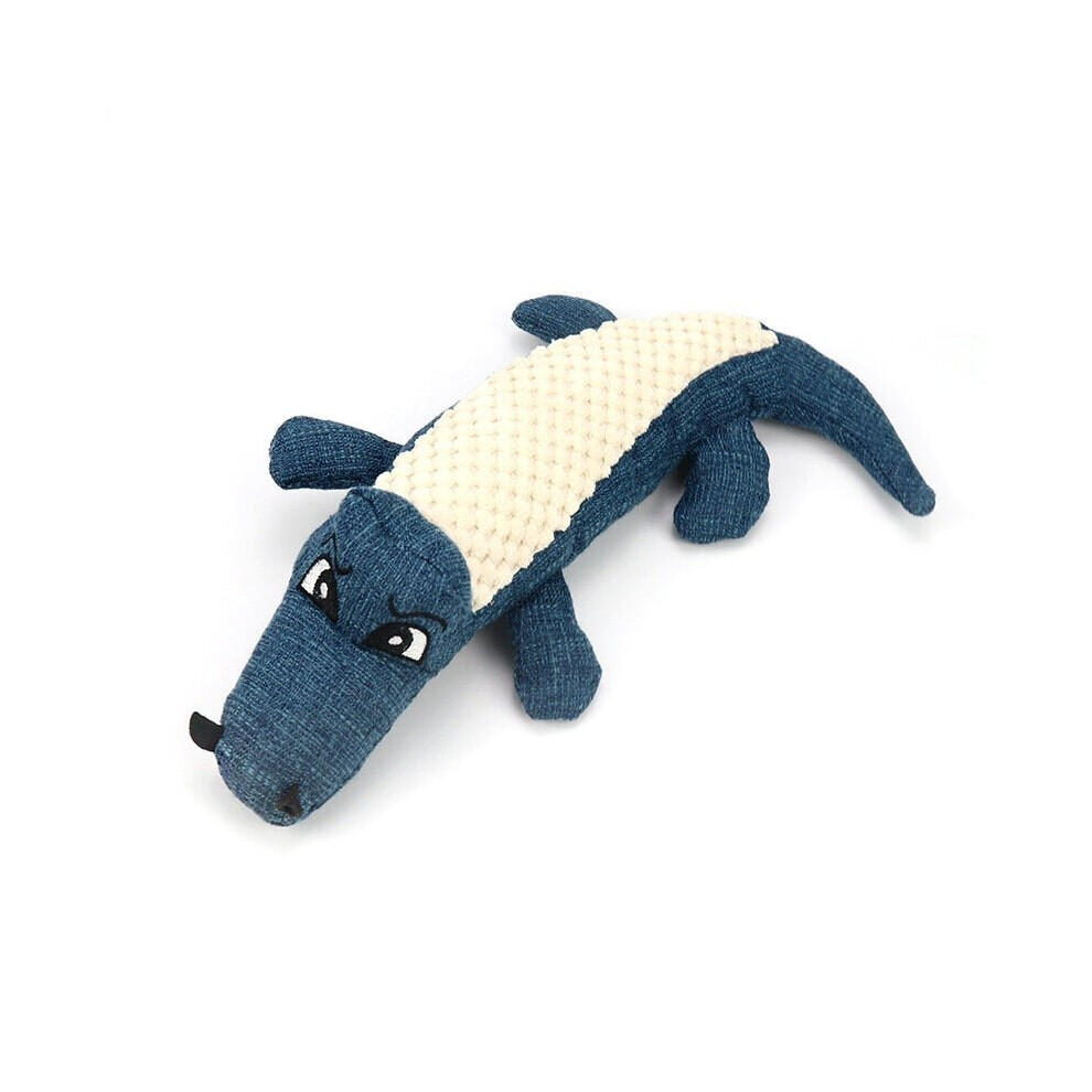 (Blue) Dog Chew Sound Squeaky Toy Bite Resistant Toys Plush Linen Pet Toys Puppy