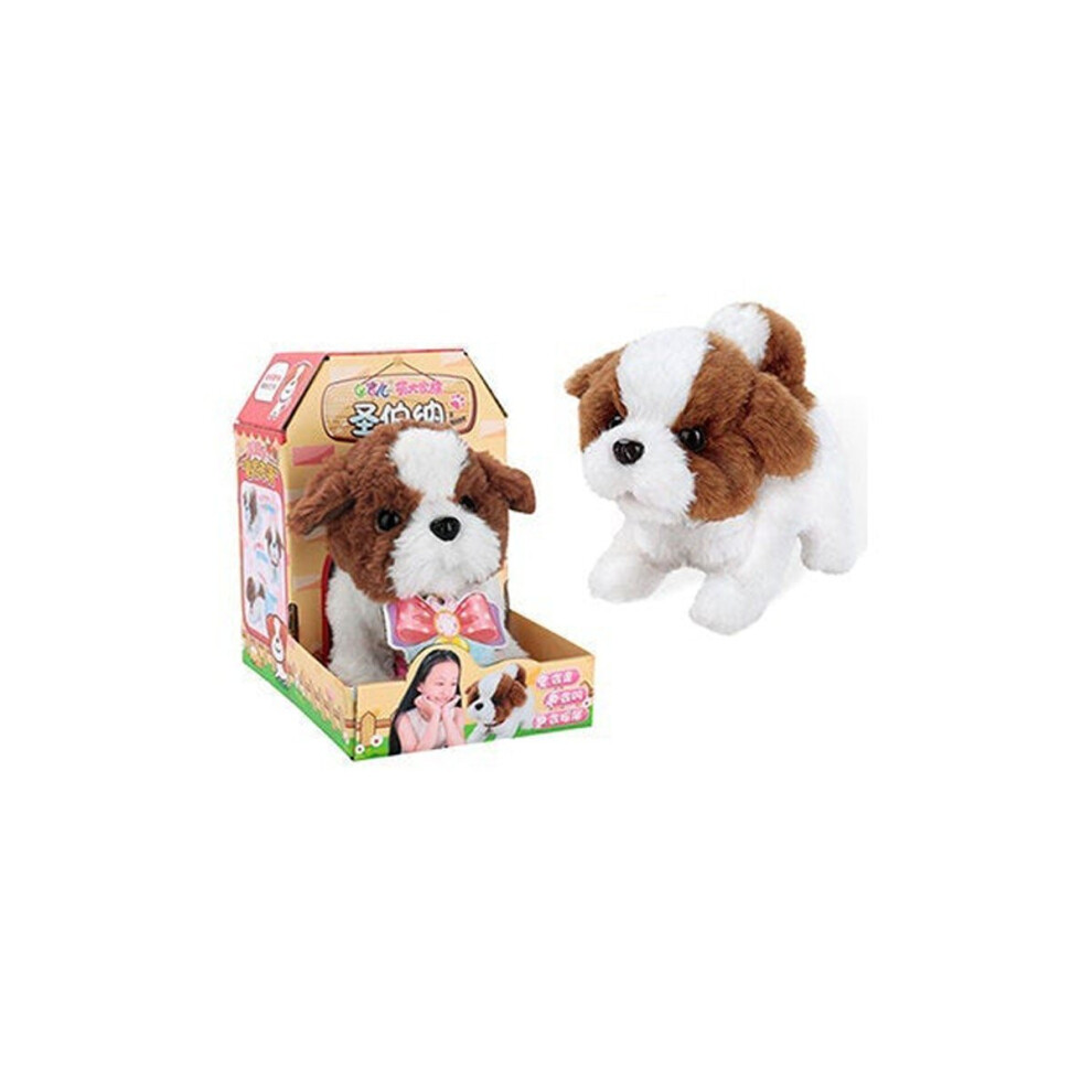 (Q011) Cute Electronic Plush Stuffed Walking Tail Shaking Barking Pet Dog Toy for Kids Developmental