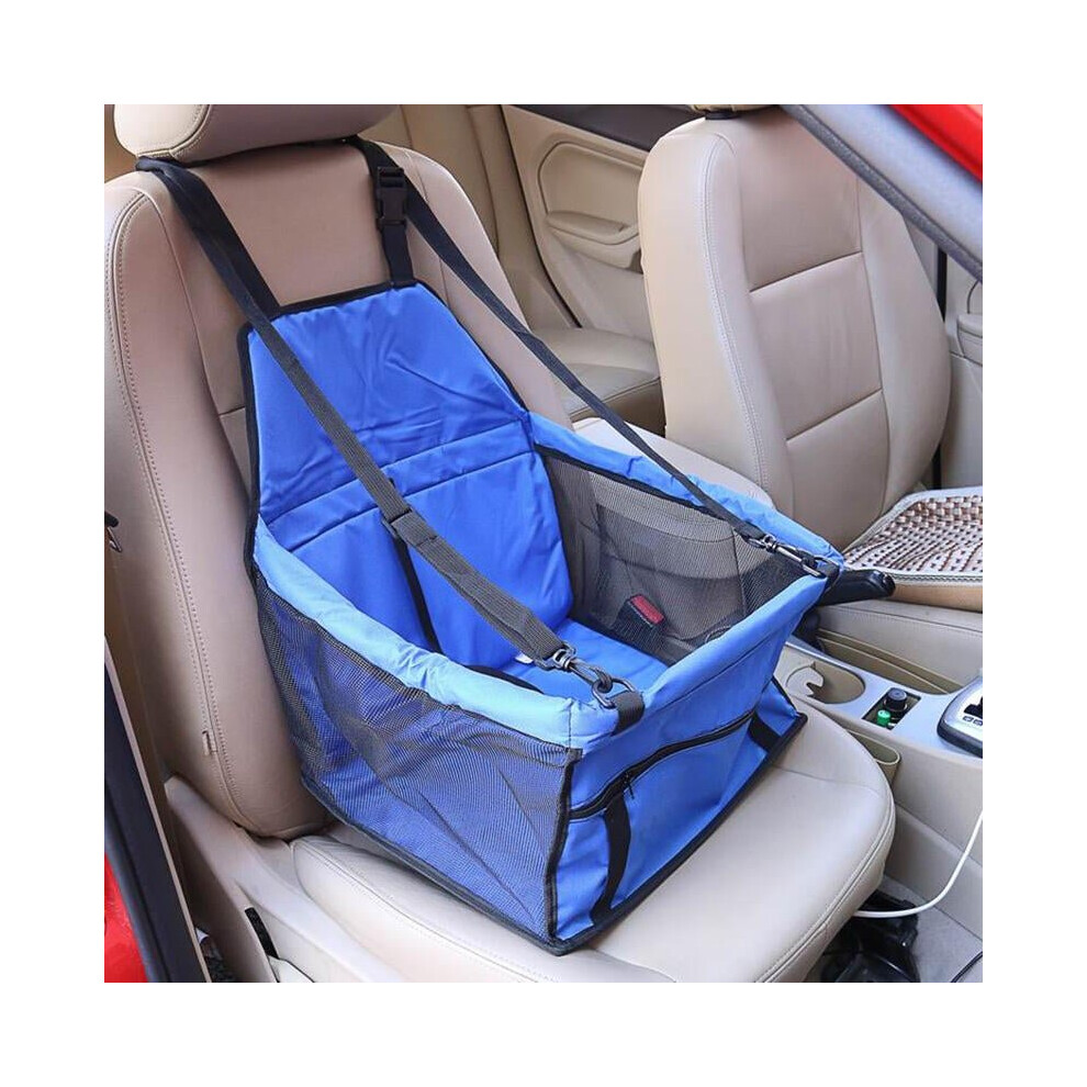 (Blue) Portable Foldable Pet Safety Travel Car Safe Pet Cat Dog Front Seat Bag