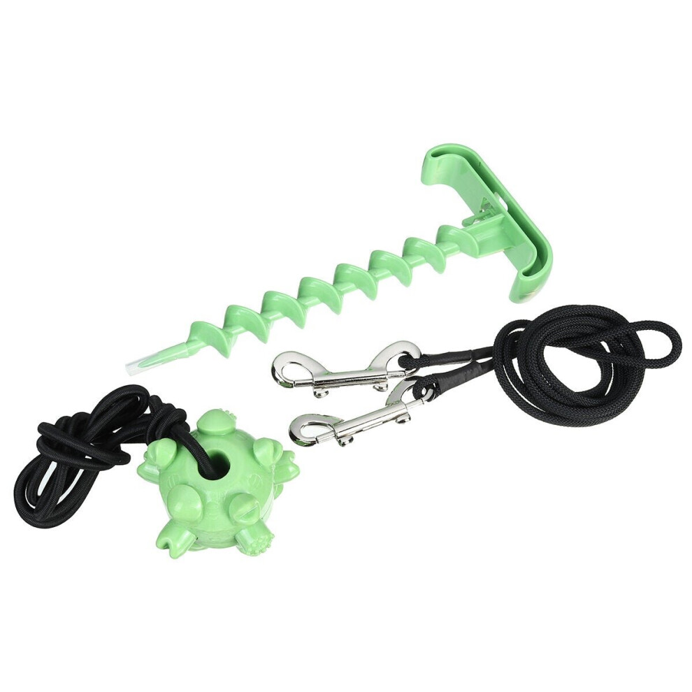 (Green) Toys Ball Dog Bite Rope Molar Throwing Tying Up Screw Set