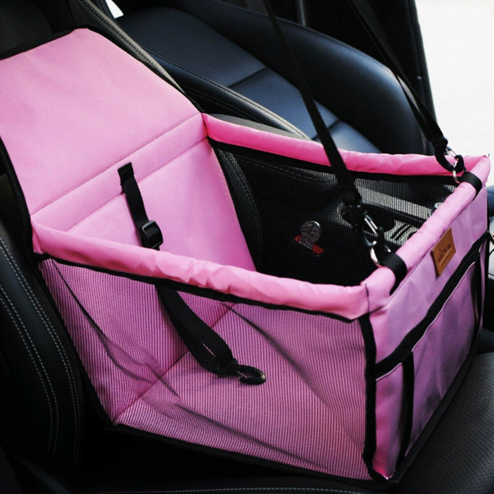 (Pink) Foldable Pet Dog Car Seat Cover Safe Basket Protector Puppy Travel Pet Carrier Bag