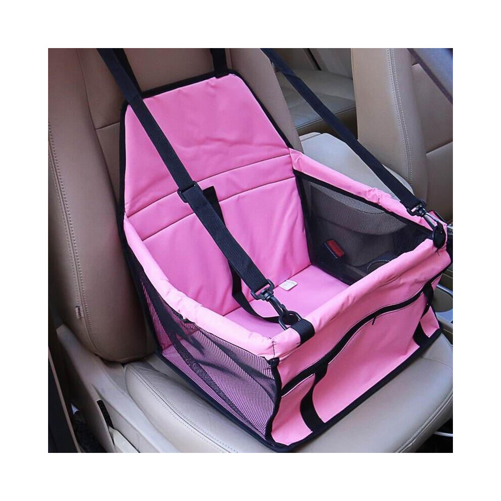 (Pink) Portable Foldable Pet Safety Travel Car Safe Pet Cat Dog Front Seat Bag