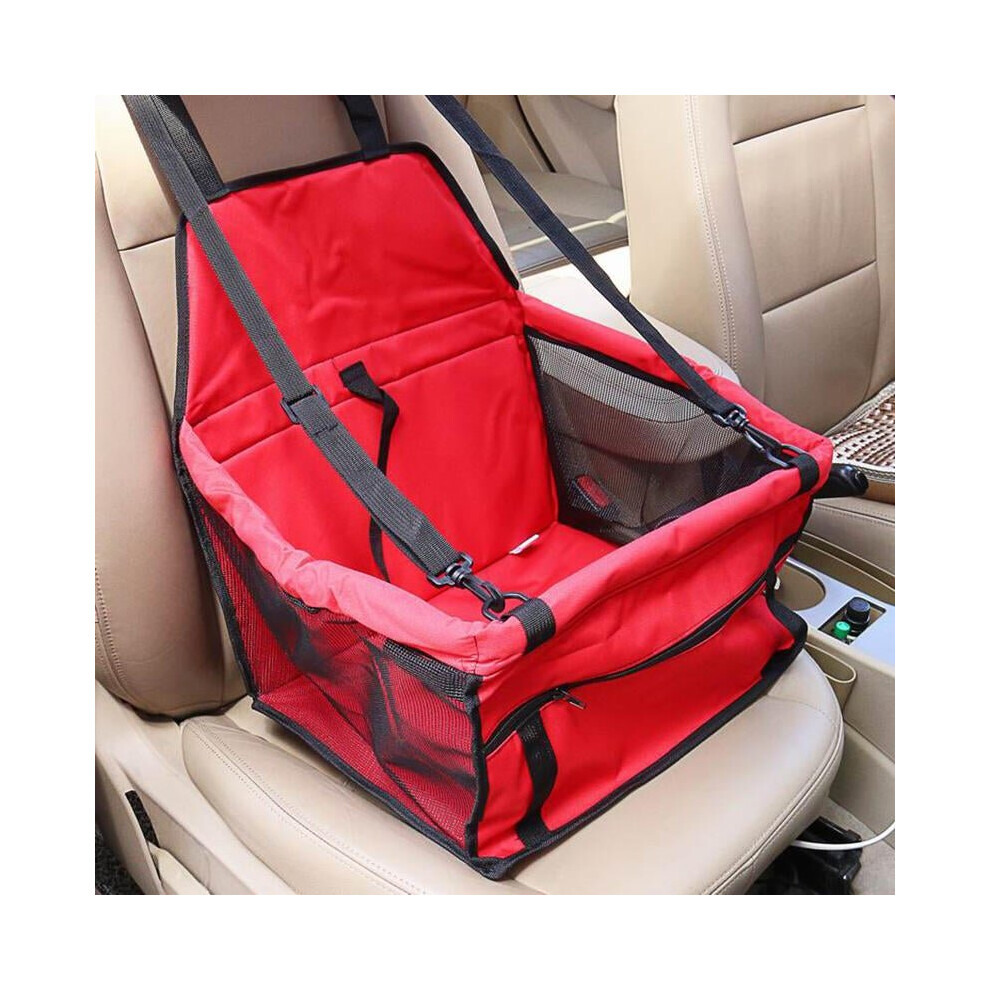 (Red) Portable Foldable Pet Safety Travel Car Safe Pet Cat Dog Front Seat Bag