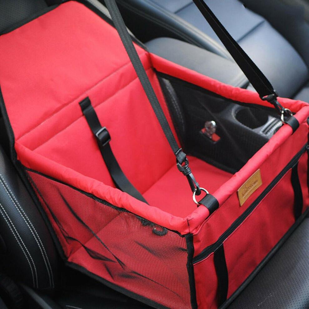 (Red) Foldable Pet Dog Car Seat Cover Safe Basket Protector Puppy Travel Pet Carrier Bag