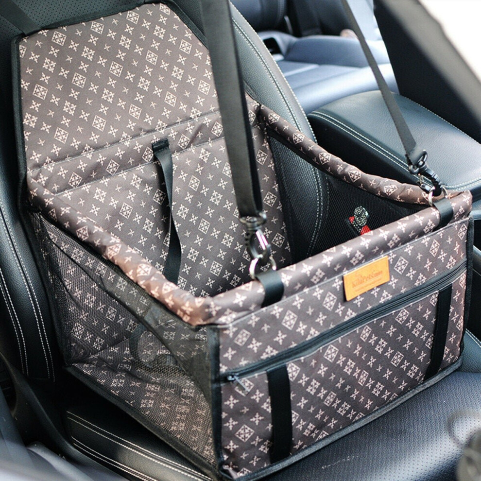 (Brown) Foldable Pet Dog Car Seat Cover Safe Basket Protector Puppy Travel Pet Carrier Bag