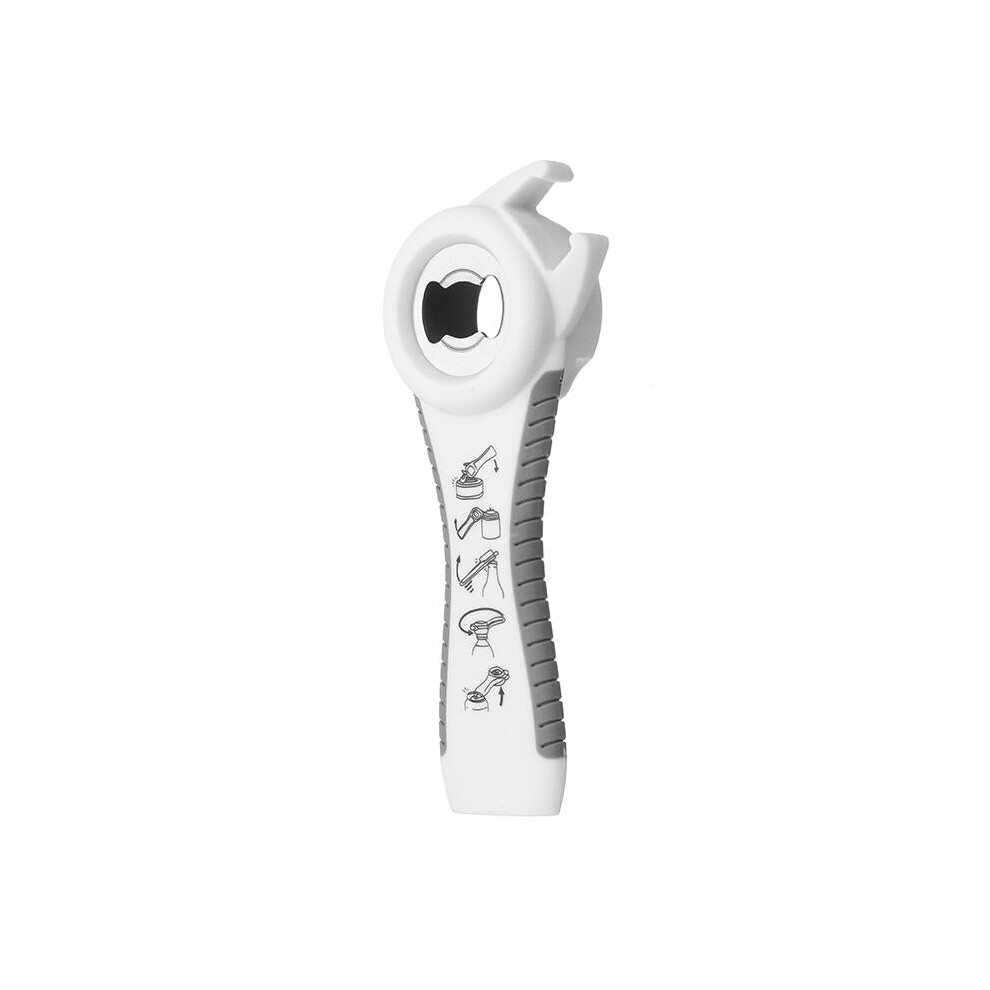 (White+Gray) 5 in 1 Multi-function Stainless Steel Opener Blade Cans Bottles Wine Beer Soda