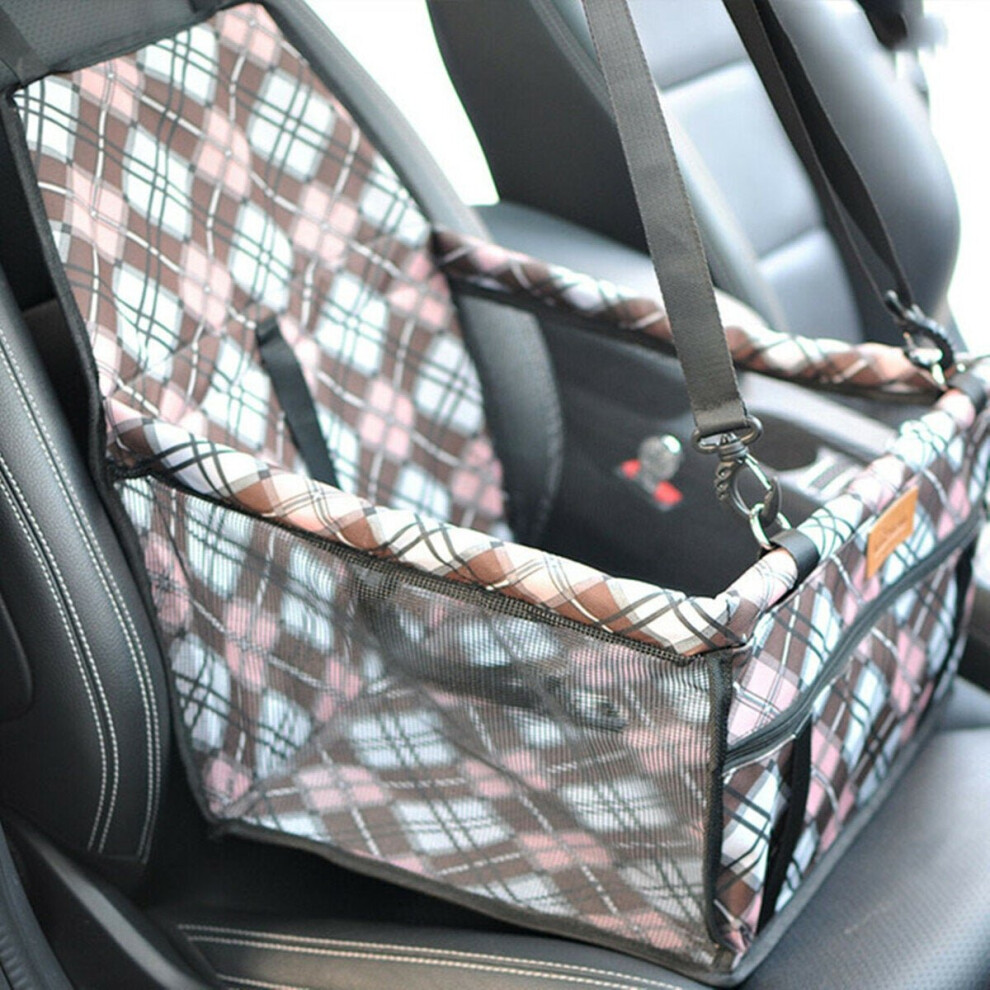 (Plaid) Foldable Pet Dog Car Seat Cover Safe Basket Protector Puppy Travel Pet Carrier Bag