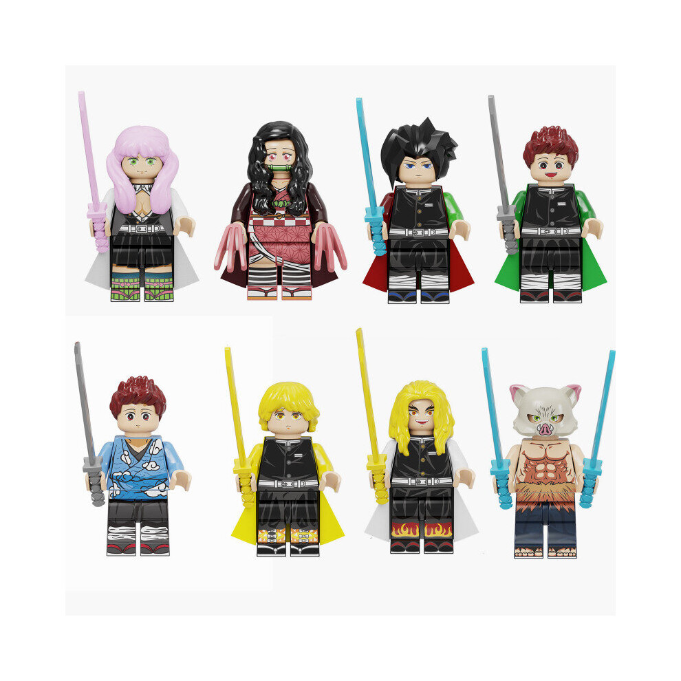 8PCS Demon Slayer Building Block Minifigures Toys Fit Lego