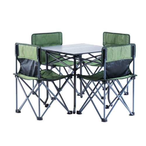 Portable Camping Dining Table Set Aluminium Roll-Out: 5 Piece Set