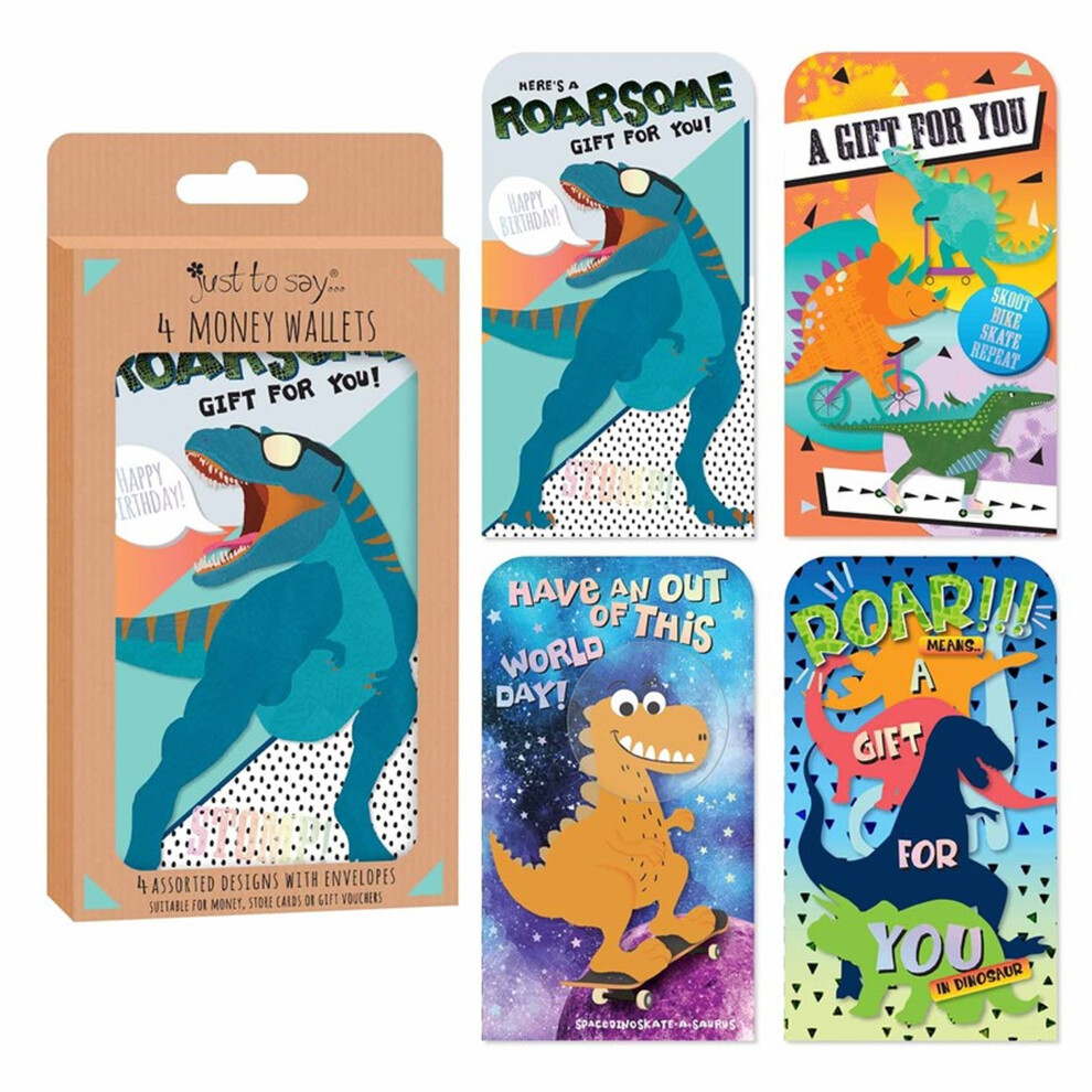 4 Kids Money Wallets Voucher Store Card Inc Envelopes Dinosaur