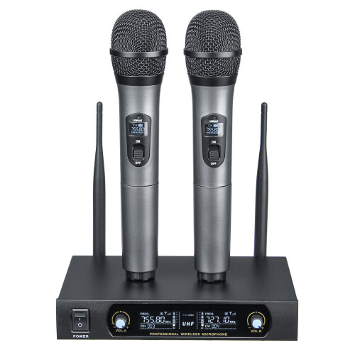 UHF Receiver 2 Channel Wireless Microphone System Bass Good Sounds