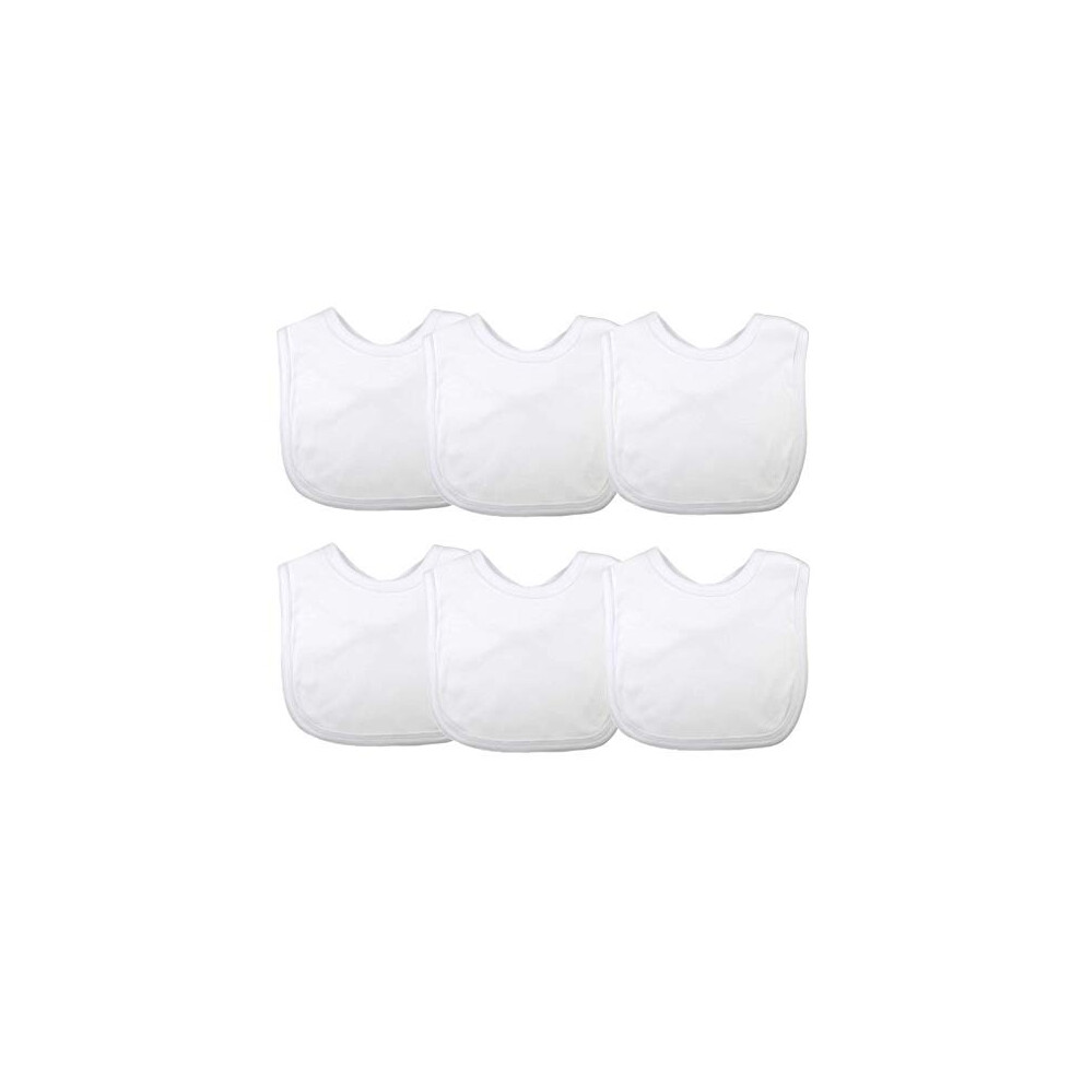 Baby Bibs Plain Cotton For Boy Or Girl, Blue Grey Black Navy, 3 Or 6 Pack, 6 Pack White/Cream/Pink Baby Togs