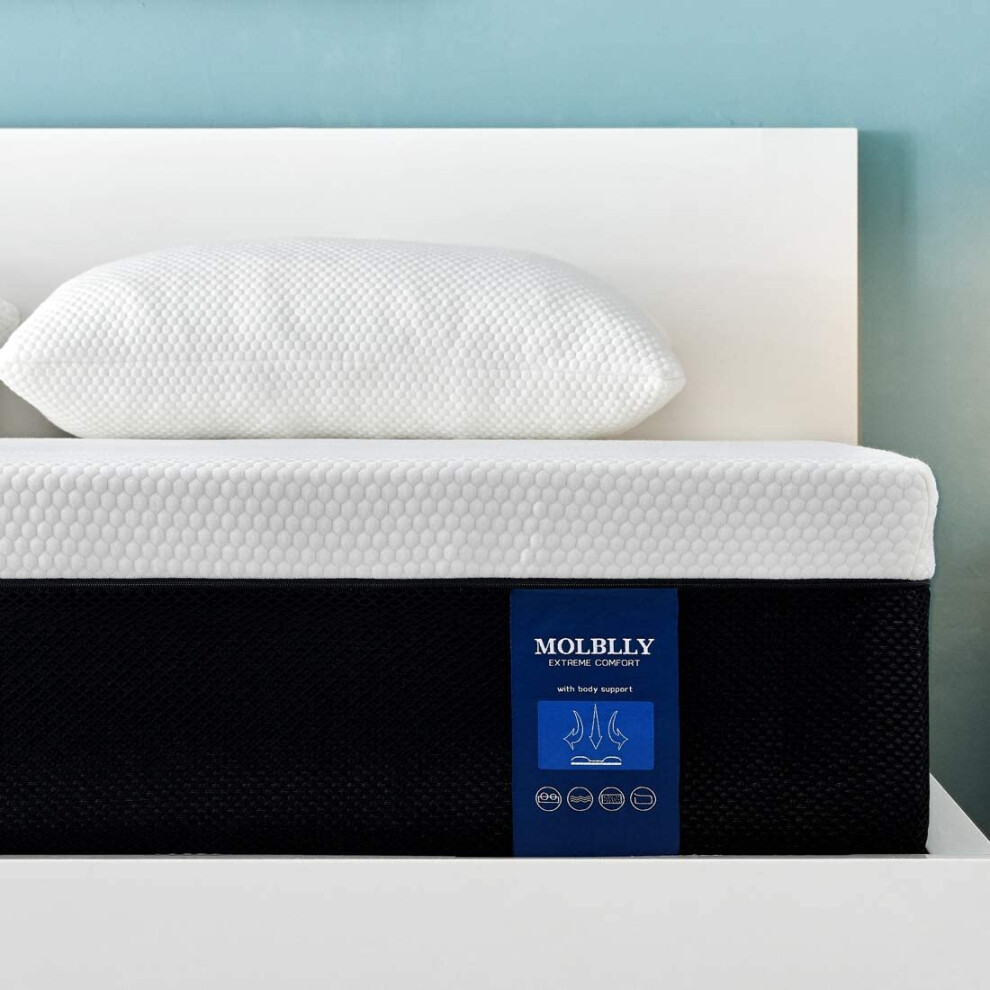 Molblly Double Mattress 8 INCH Memory Foam Mattress Breathable Mattress Medium Firm with Soft Fabric Fire Resistant Barrier Skin-friendly Durable 4f6