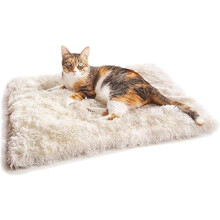 Hamkaw Self-warming Dog Bed Foldable Convertible Self Heating Plush Cat Bed Nest Machine Washable & Removable Thermal Pet Cushion Pad Mat Blanket for