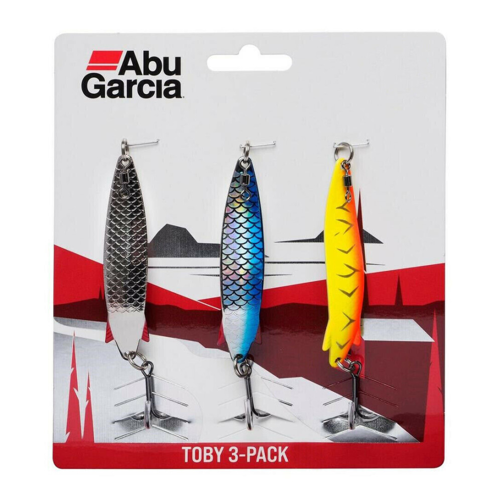 Abu Garcia Toby 3pc 15g Spoons Fishing Lure Silver Blue Flash Red Hot Tiger Carp