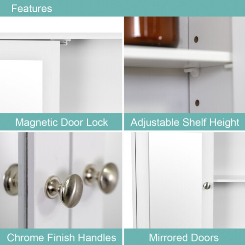 (Mirrored Double Door Cabinet) Anika Wall Mounted Bathroom Cabinets 2