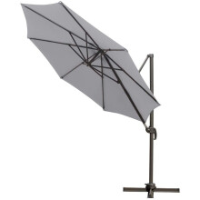 (Grey) Greenbay 3m Patio Parasol Roma Outdoor Umbrella 360 Rotation Sun Shade Shelter Crank Hanging Rattan Cantilever