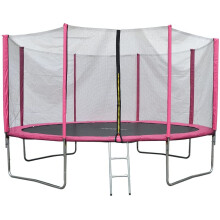(Pink) Evre Outdoor Trampoline with Safety Net + Ladder 14Ft