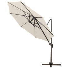 (Cream) Greenbay 3m Patio Parasol Roma Outdoor Umbrella 360 Rotation Sun Shade Shelter Crank Hanging Rattan Cantilever
