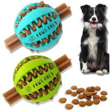 PawsOnlyUK Treat Dispenser Dog Toy Ball | Interactive Dog Toys for Boredom | Dog Puzzle Toy | Teeth Cleaning (6 CM, GREEN + BLUE)