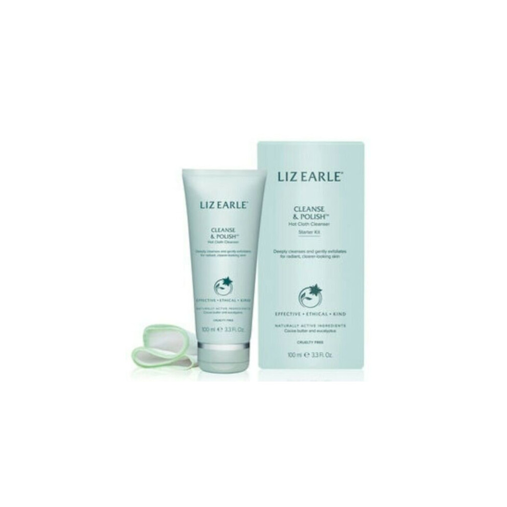 LIZ EARLE CLEANSE & POLISH Hot Cloth Cleanser Starter Kit 100ml Boxed