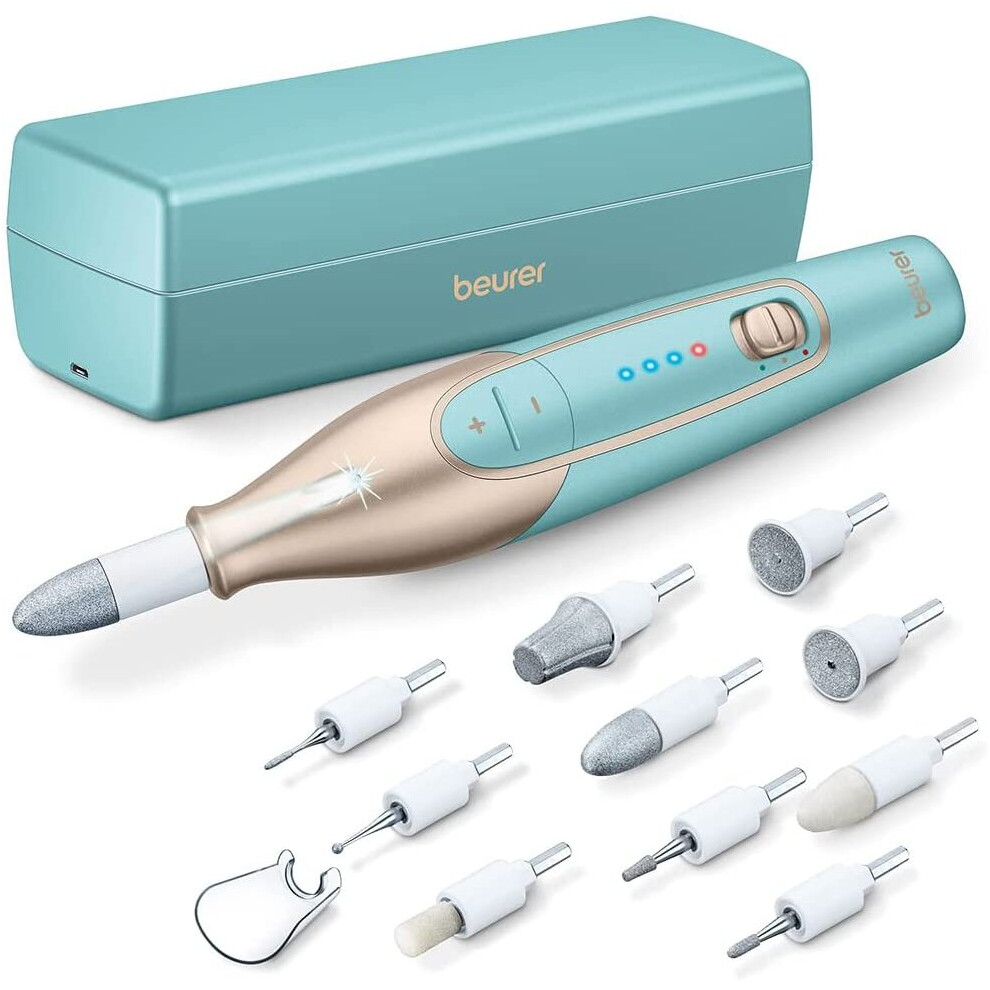 Beurer MP84 Cordless Rechargeable Deluxe Manicure Pedicure Set with 10 Attachments