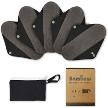 Reusable Menstrual Pads with Discreet Pouch | Medium Flow Bamboo Sanitary Pads | Zero Waste and Environmentally Friendly | Reusable Sanitary Towels |