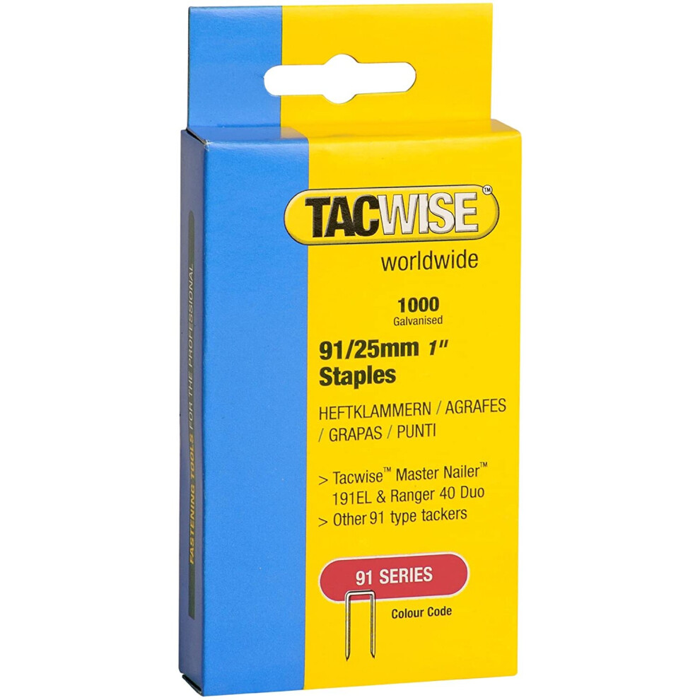 Tacwise Type 91/25mm Staples for Staple Gun (1000)