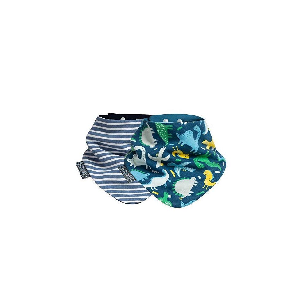 Printed Baby Bibs For Babies And Toddlers - Twin Pack - Bandana Neckerchief Style Dribble Bib - For Baby Boy And Girl - Neckerbib Design By Cheeky Cheeky Chompers