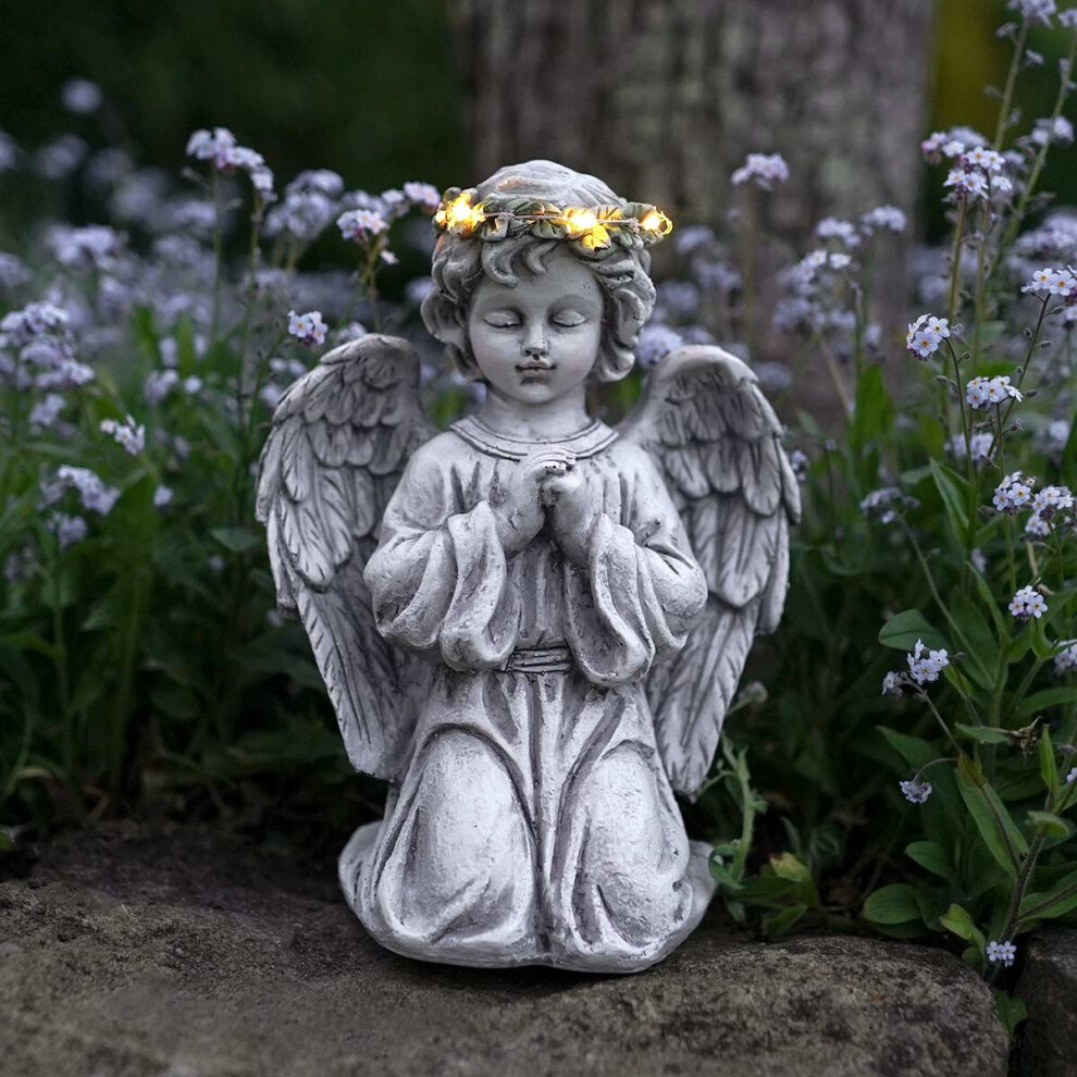 28.5cm Solar Power Sleeping Angel Grave Memorial LED Light | Outdoor Remembrance