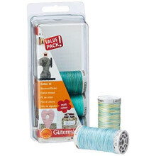 Gutermann Thread Set: Machine Embroidery Cotton 12-Aqua, 100%