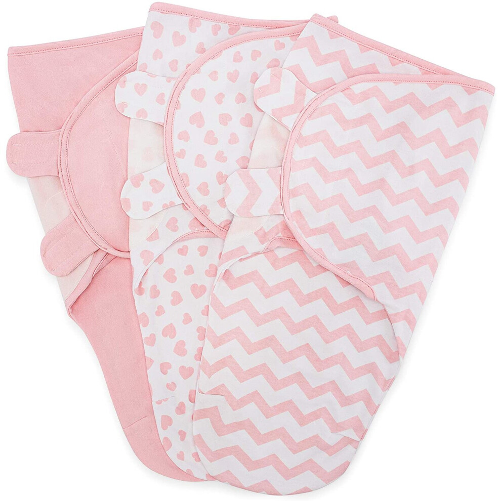 Comfy Cubs Swaddle Blanket Baby Girl Boy Easy Adjustable 3 Pack Infant Sleep Sack Wrap Newborn Babies 0-3 Months Old (Pink, Small-Medium)