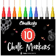 Liquid Chalk Pens (10 Pack) with Gold & Silver - Extra Fine Tip Dry Erase Marker Pens for Blackboard, Windows, Chalkboard Signs, Bistro - 1mm Tip - 50