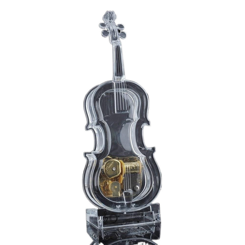 (Without Light) Mechanical Wind-up Violin Shape Music Box Without light