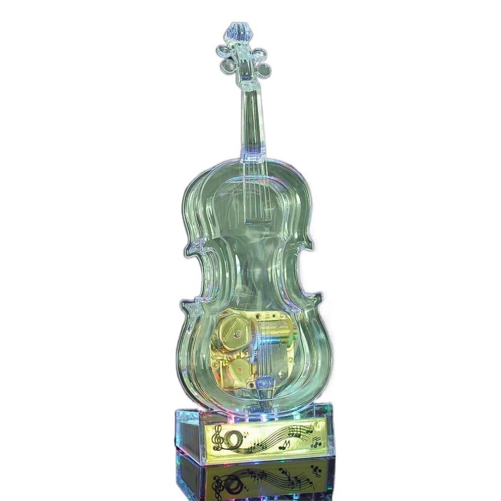 (With Light) Mechanical Wind-up Violin Shape Music Box Without light