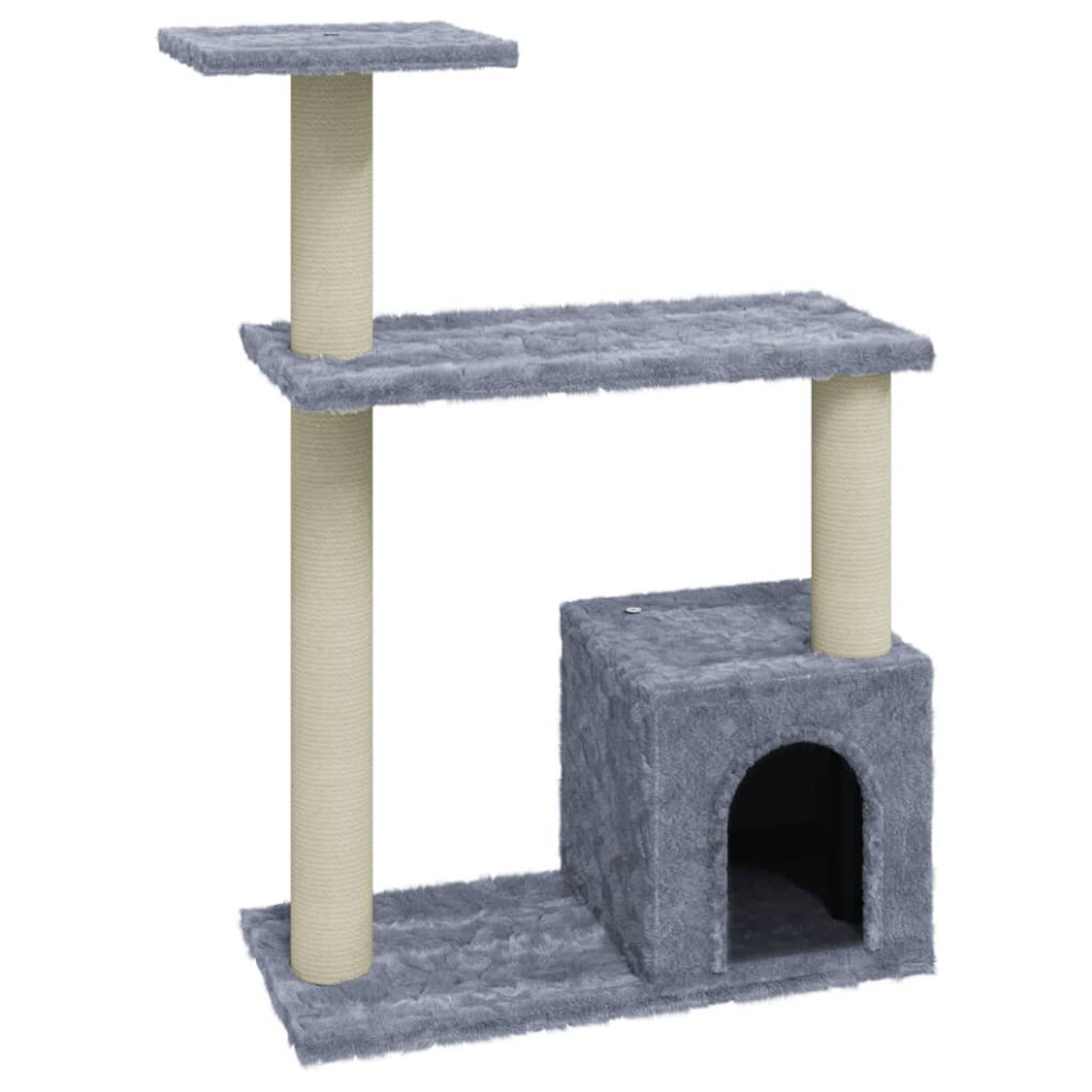 vidaXL Cat Tree with Sisal Scratching Posts Light Grey Cat Playhouse Condo