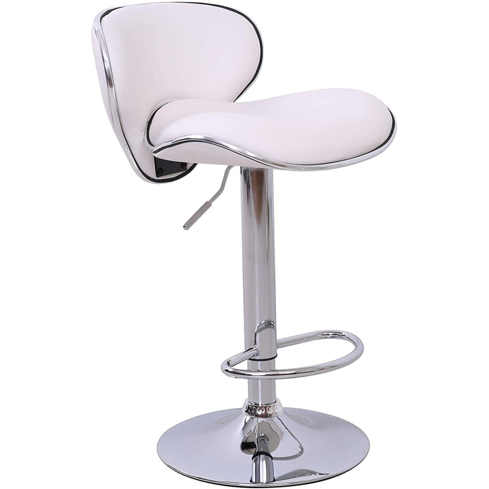 Evre (White) Swivel Seat Bar Stool With Adjustable Height White