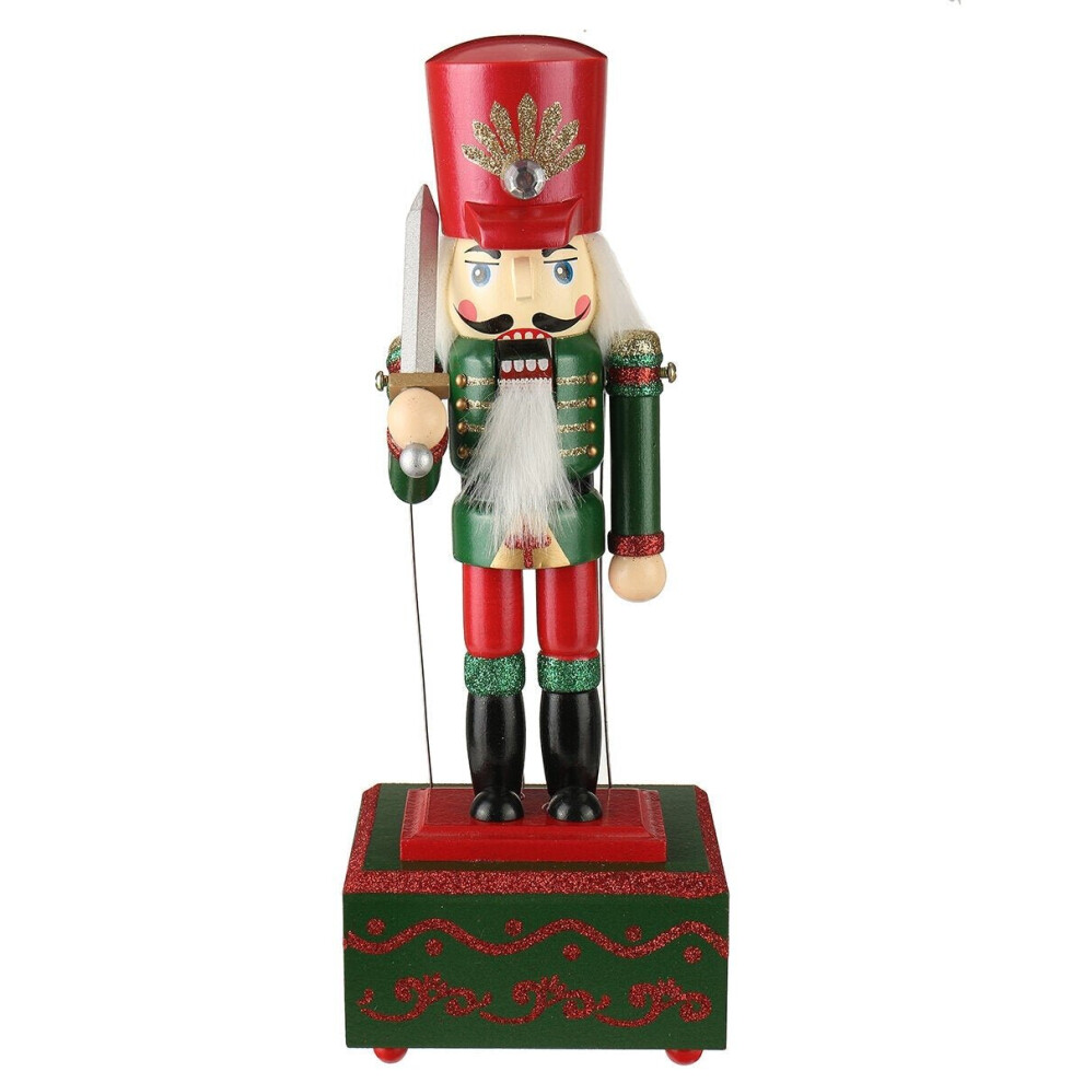 (B) Large Wooden Guard Nutcracker Soldier Toys Music Box Xmas Christmas Gift Decor