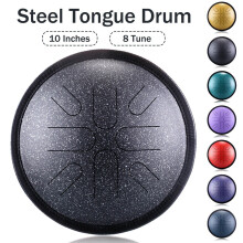 (Blue) 10'' 8 Notes Steel Tongue Drum Handpan Hand Tankdrum With Storage Bag Mallets
