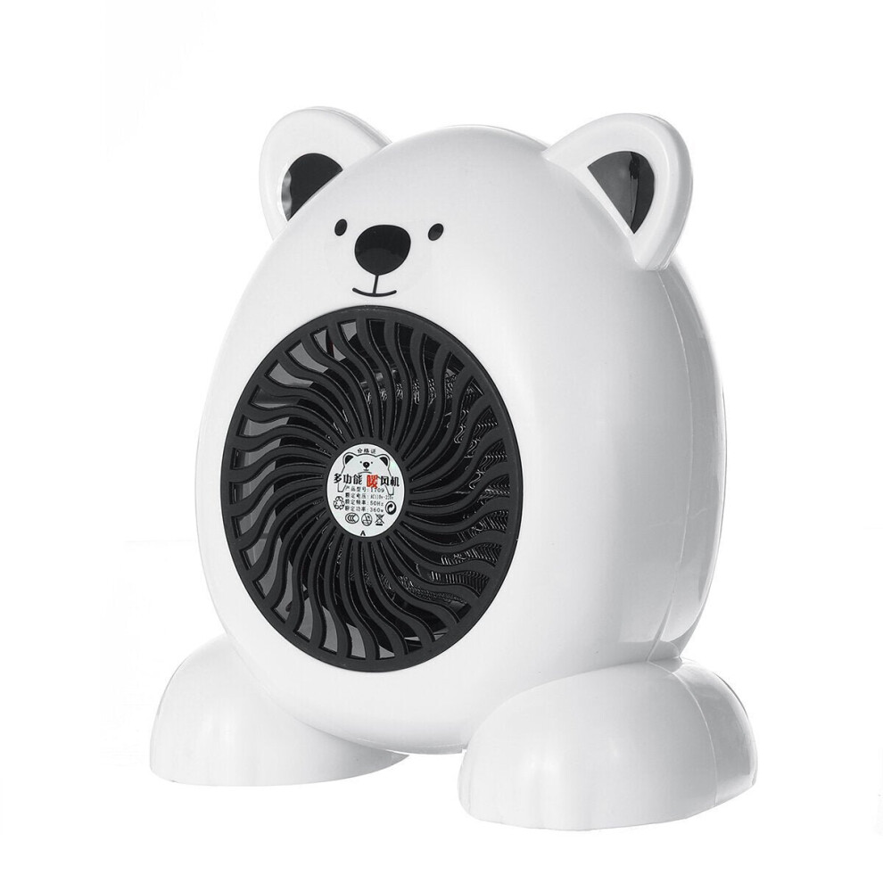 (White, 220V EU Plug) 400W Mini Portable Desktop Cartoon Heater Fan Portable Radiator Hot Warmer for Home Office